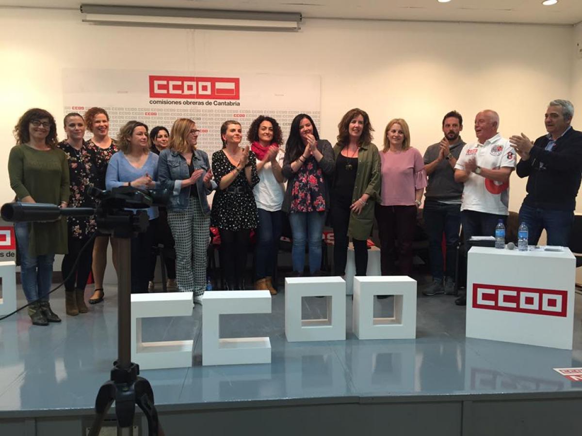 Acto sobre el caso de Las 9 de Aon el 9 de mayo de 2018 en la sede de CCOO de Cantabria.