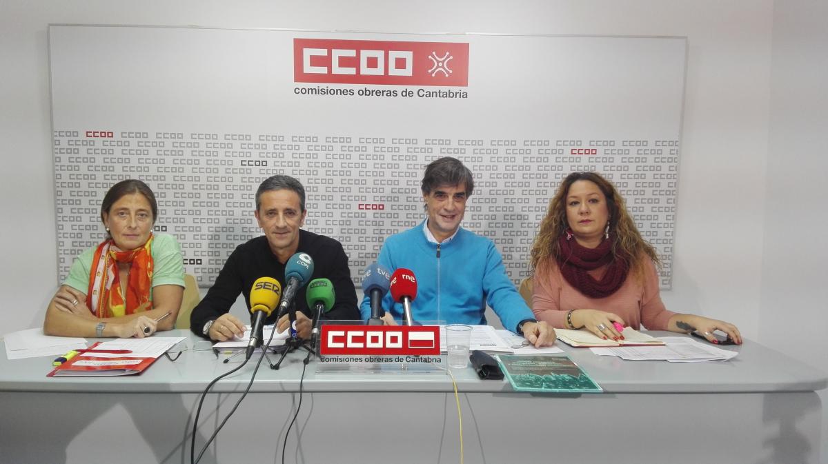 Cossio, Renedo, Báscones y Sánchez, responsables del rea Pblica de CCOO, en rueda de prensa