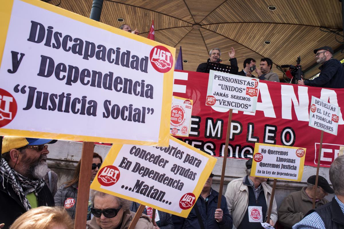 Carlos Snchez, secretario general de CCOO de Cantabria, en la manifestacin del 1 de mayo de 2018.