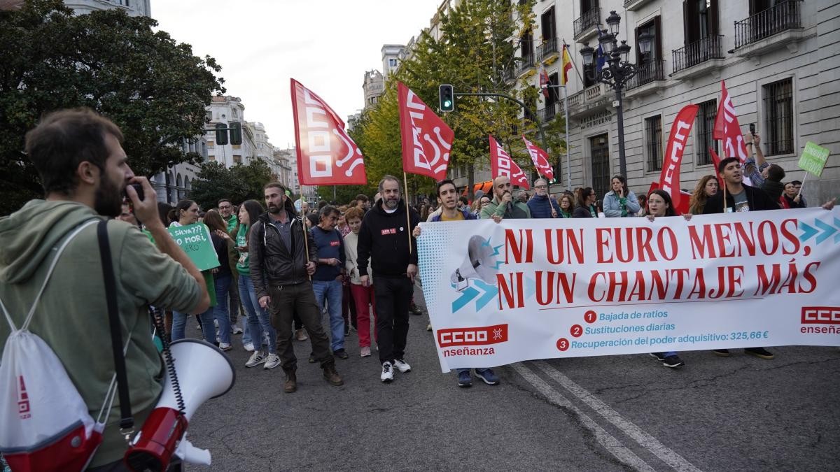 Manifestación del colectivo docente por las calles de Santander