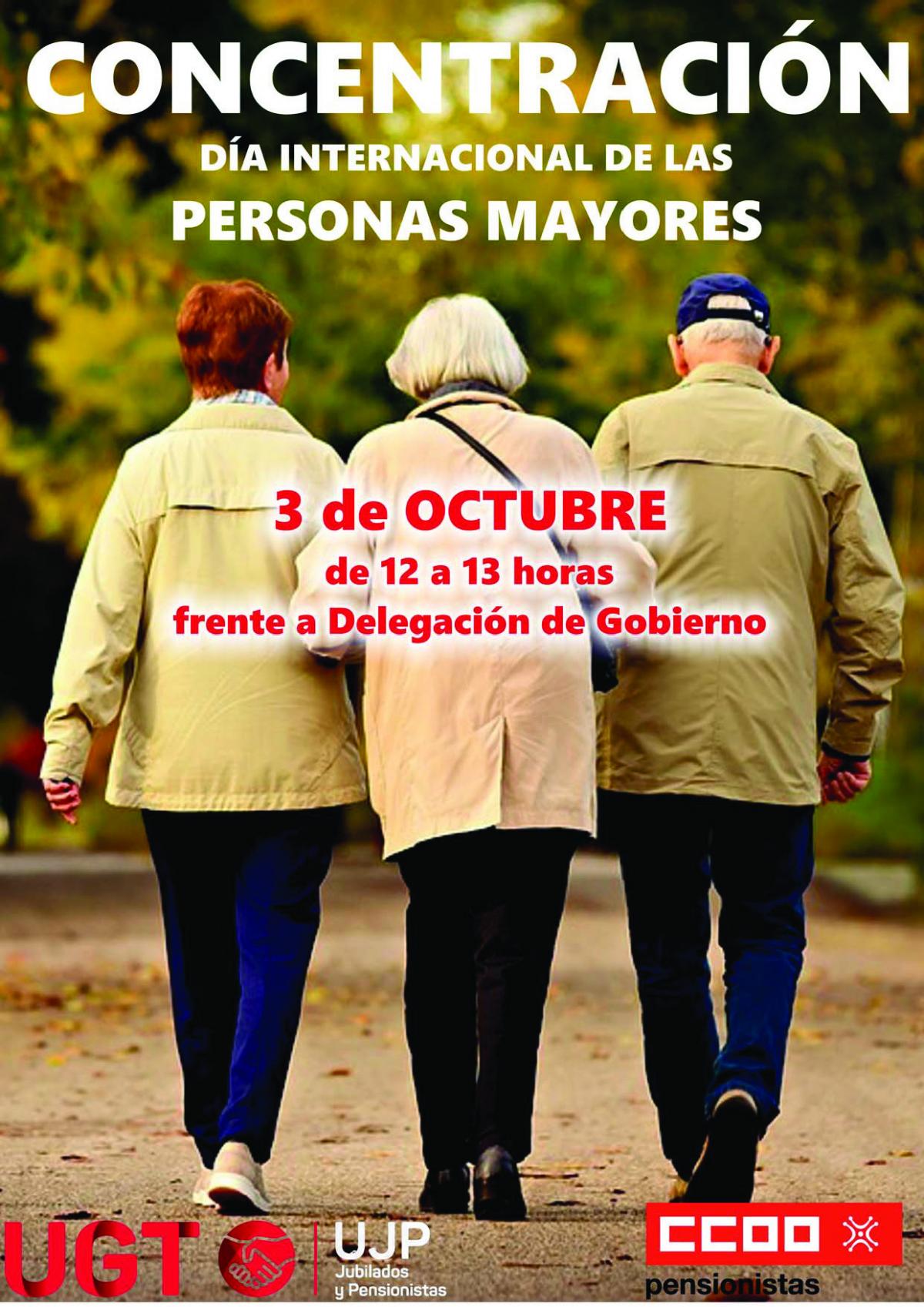 Cartel Día Internacional de las personas mayores.