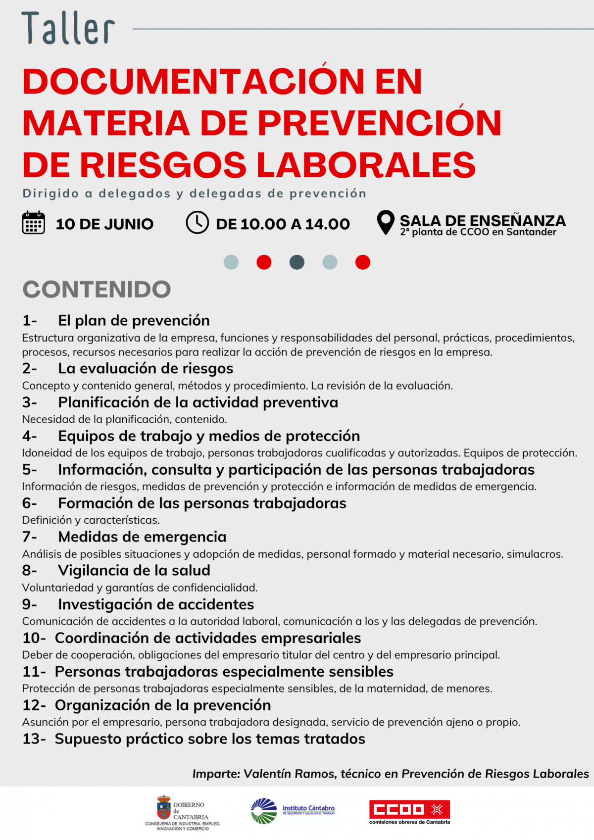 Taller documentación en materia de PRL