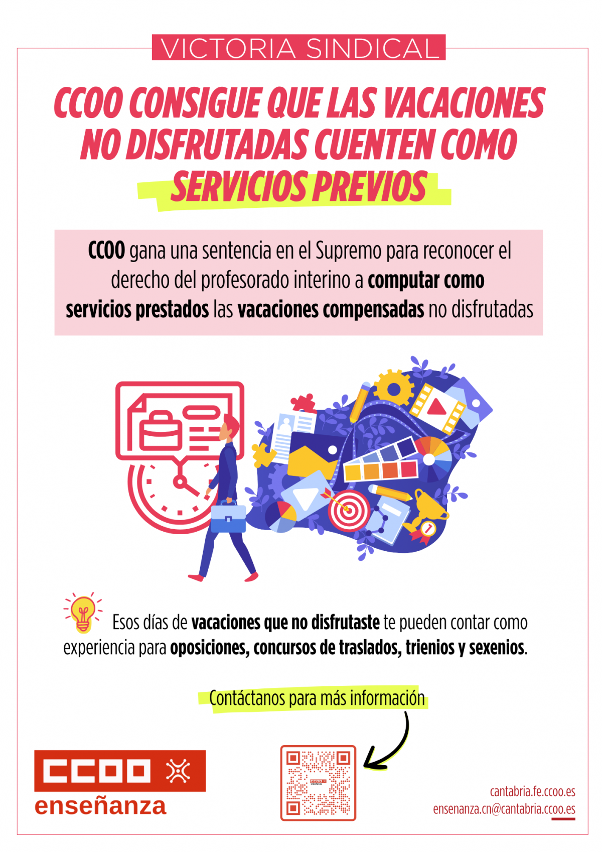 CCOO logra que las vacaciones no disfrutadas cuenten como servicios previos