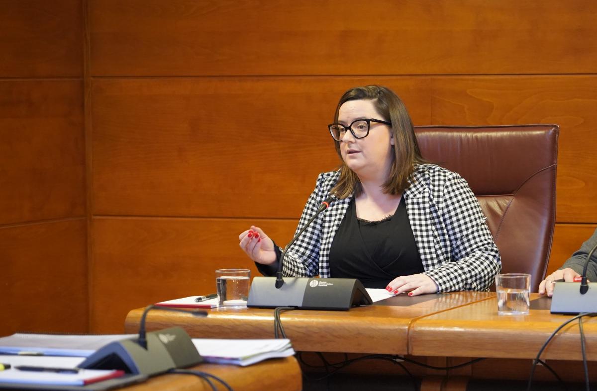 Rosa Mantecn, secretaria general de CCOO de Cantabria, durante su comparecencia.