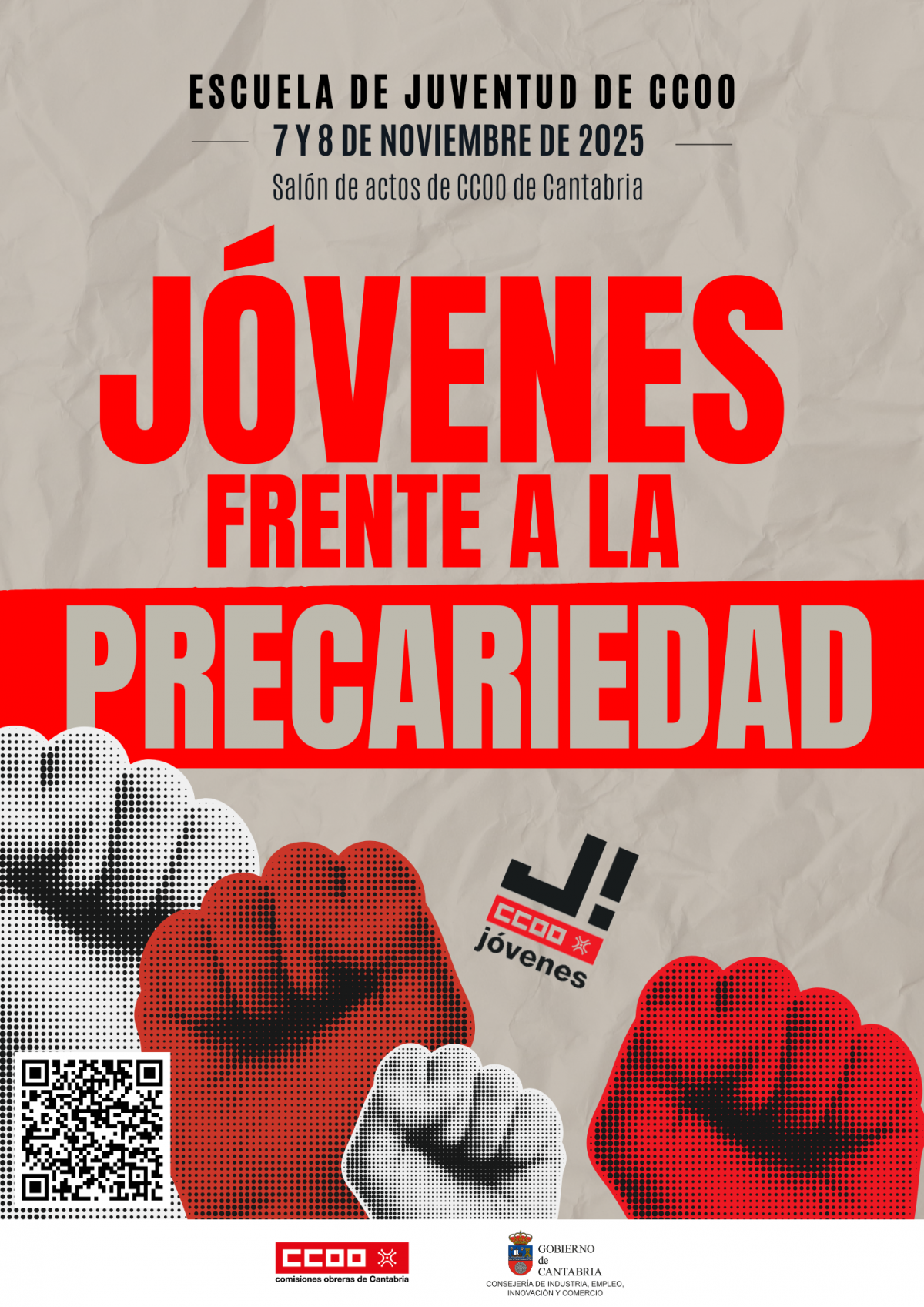 Cartel Escuela de Juventud de CCOO de Cantabria.