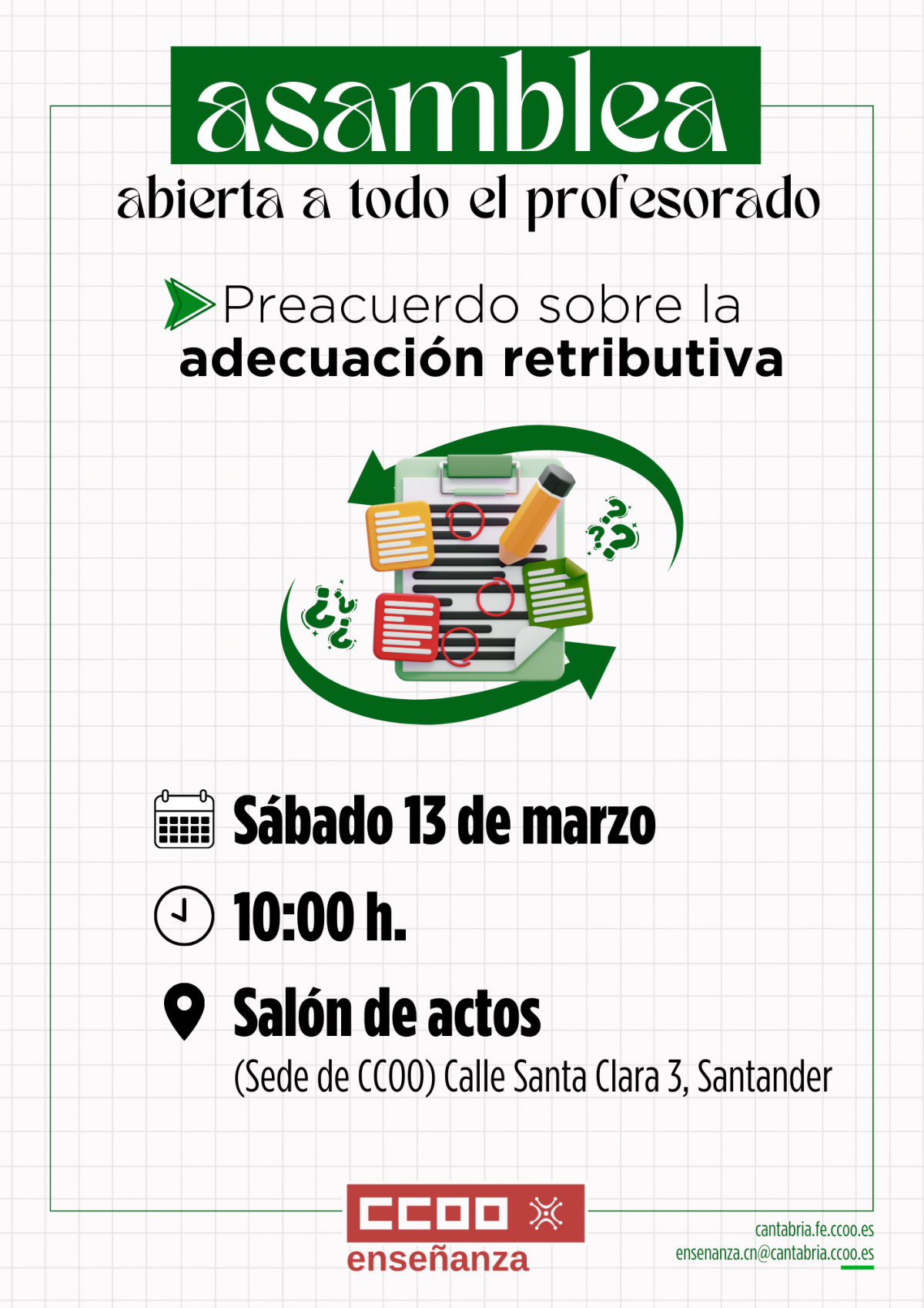 Asamblea abierta a todo el profesorado.