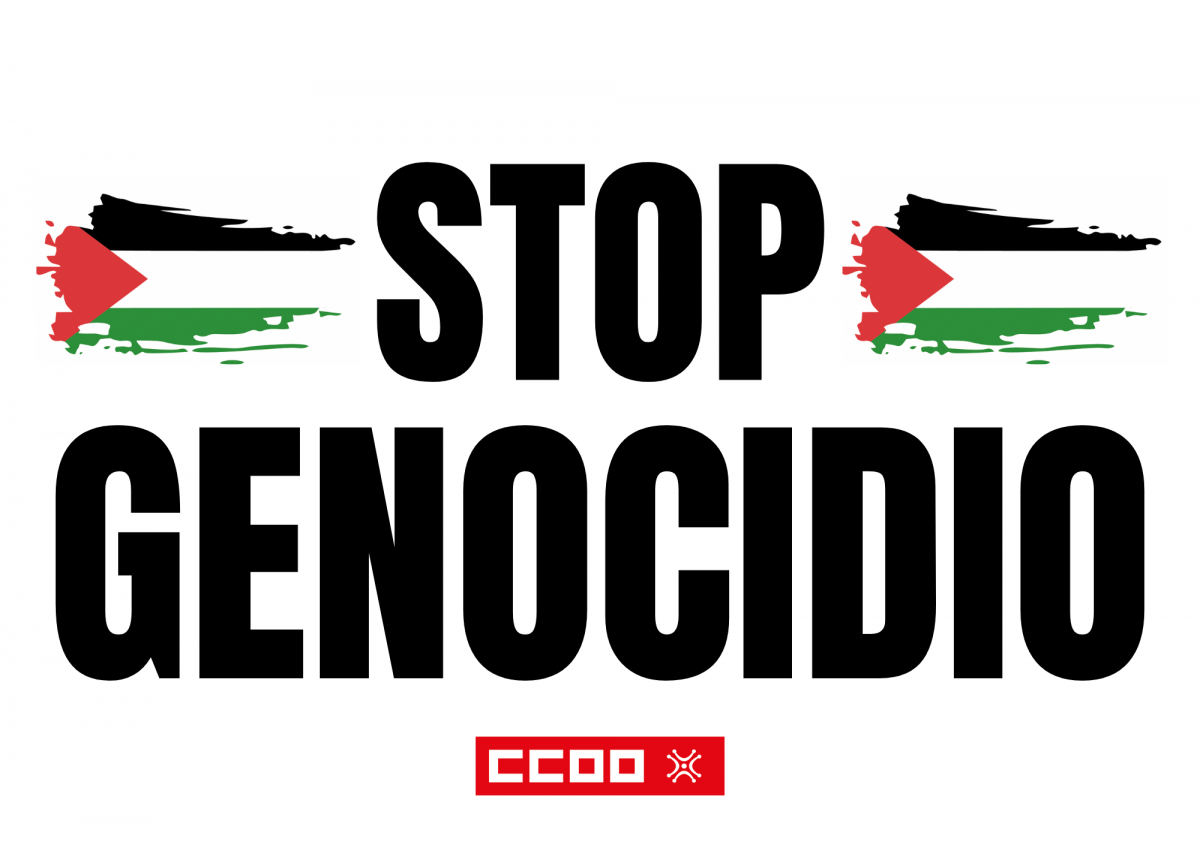 Cartel de CCOO contra el genocidio en Gaza