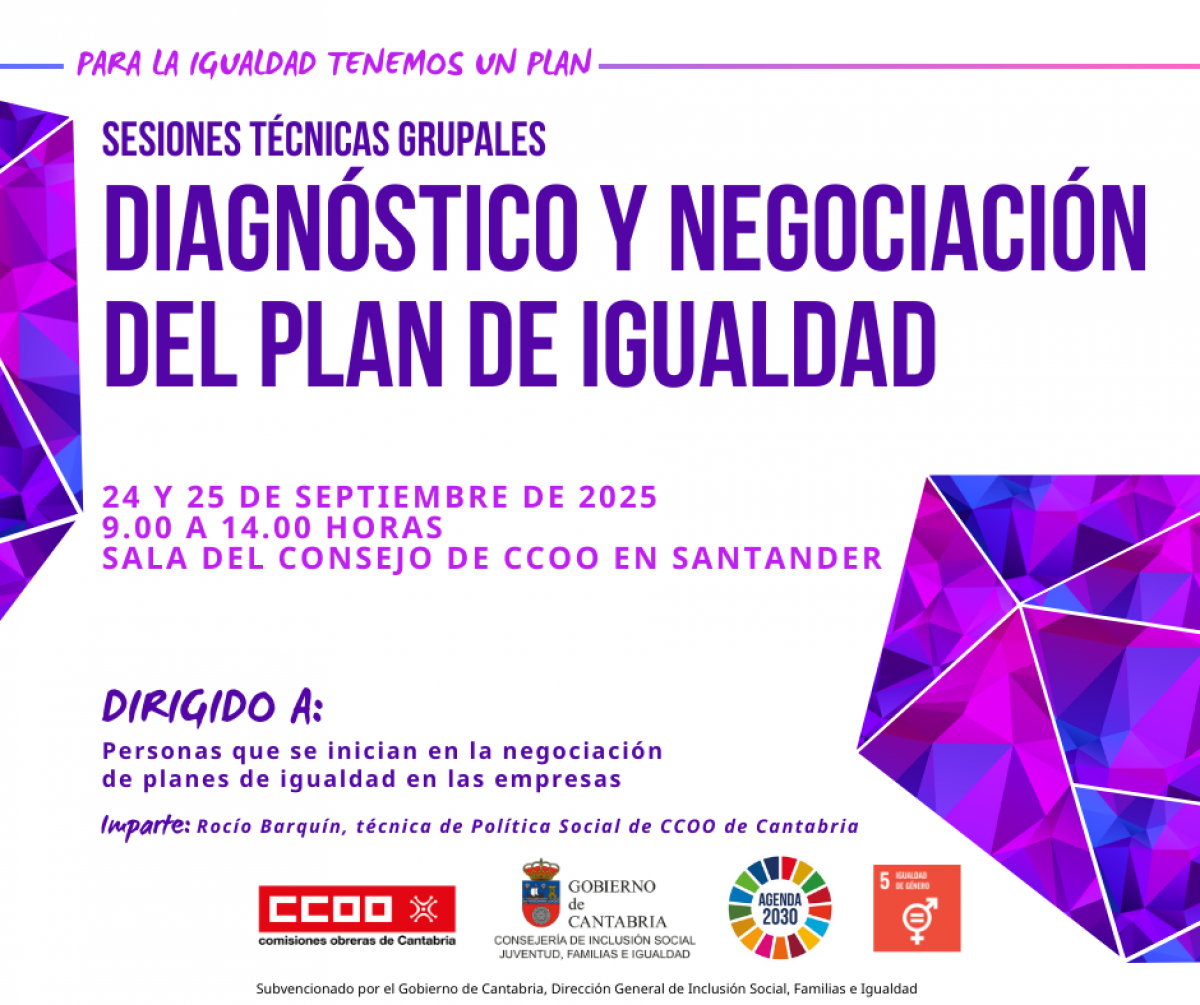 Sesión técnica grupal 'Diagnóstico y negociación del plan de igualdad'