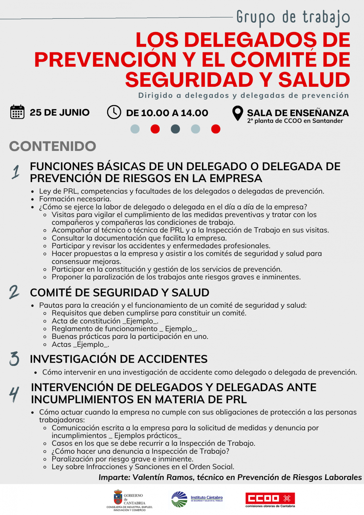 Grupo de trabajo 'los delegados de prevención y el comité de seguridad y salud'